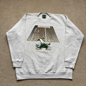 Vintage Notre Dame Fighting Irish Sweater Mens XL Gray College Football 90s